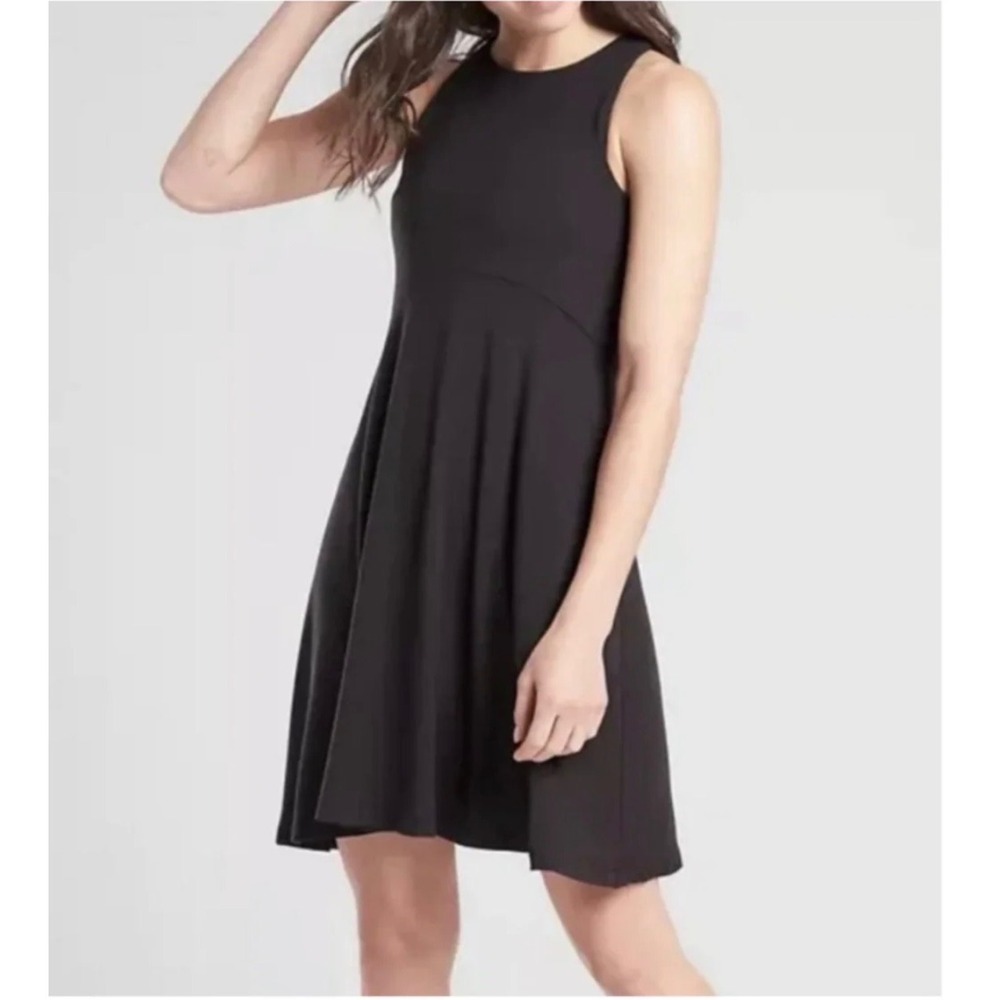 Athleta Santorini Thera Dress Black Women's size Small Modal Resort Travel